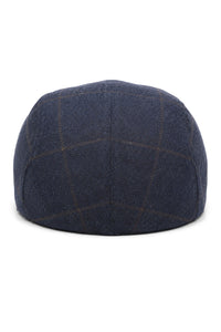 Cavani Kempson Flad Kasket - Herre Tweed Uld Ternet Bedstefarhue Vintage - Olivengrøn/Marineblå