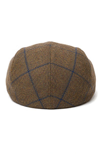 Cavani Kempson Flad Kasket - Herre Tweed Uld Ternet Bedstefarhue Vintage - Olivengrøn/Marineblå