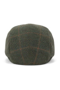 Cavani Kempson Flad Kasket - Herre Tweed Uld Ternet Bedstefarhue Vintage - Olivengrøn/Marineblå