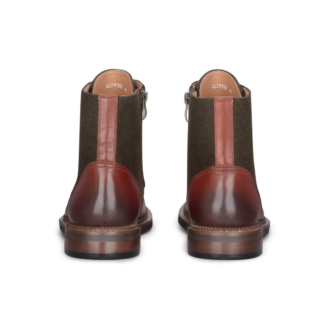 Clifford - Herre Khaki Brune Brogue Læder Ankelstøvler