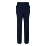 Boys Blue 3 Piece Suit Navy Check Wedding Prom Formal Vintage Tailored Fit