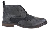 Mens Leather & Tweed Laced Ankle Boots