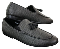 Elong DD0085 - Mens Snake Crocodile Leather PU Loafers Driving Shoes Slip On Tassel Comfort Vintage