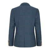 Boys Blue 3 Piece Herringbone Tweed Check Vintage Tailored Fit Suit