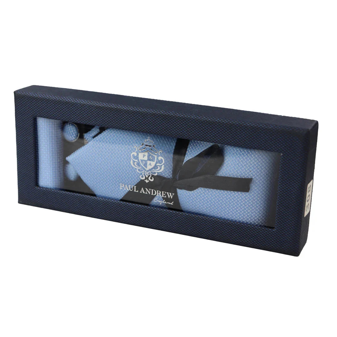 Diamond Neck Blue Tie Gift Set Pocket Square Cuff Links Pin Tie For Shirt Satin