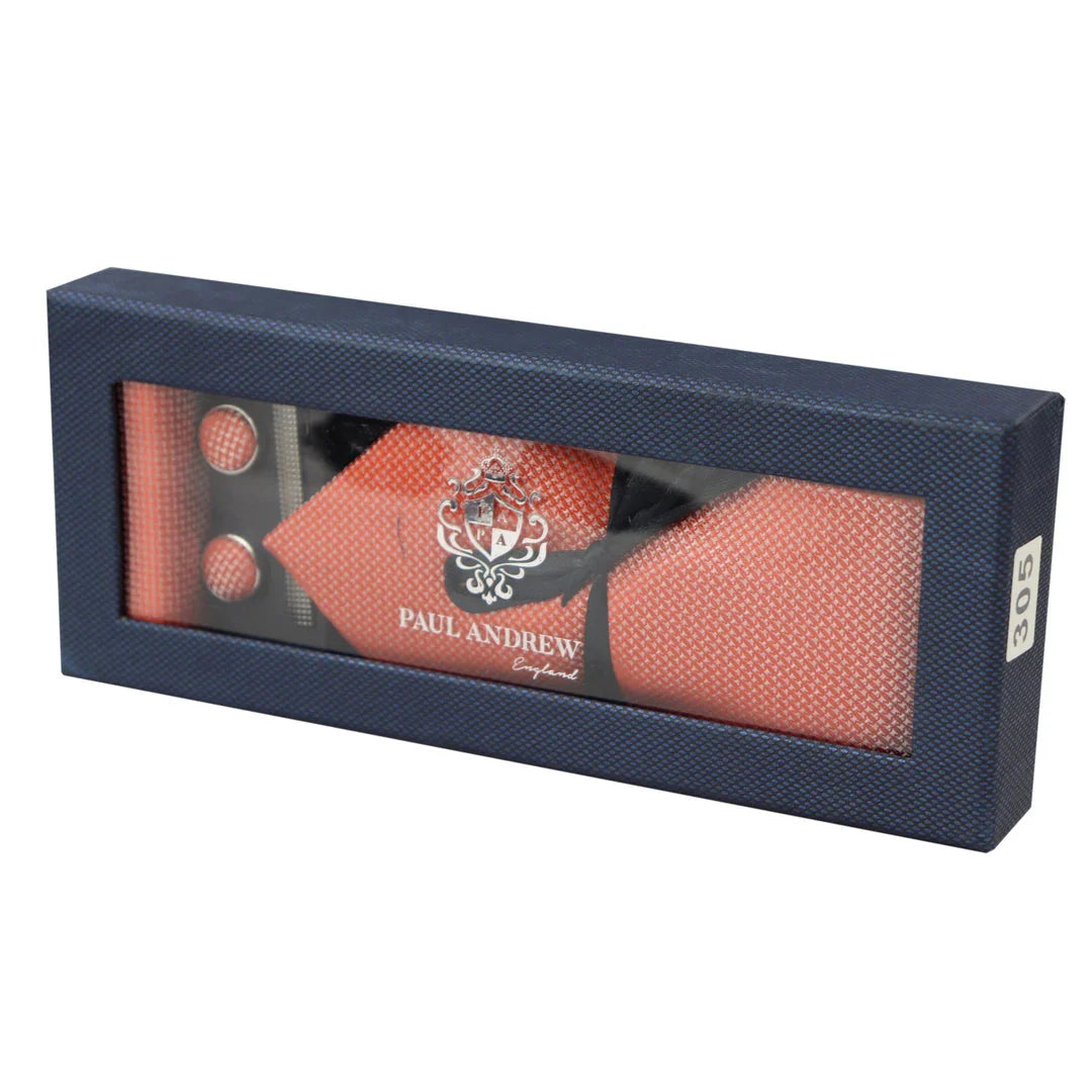 Diamond Neck Orange Tie Gift Set Pocket Square Cuff Links Pin Tie For Shirt Satin