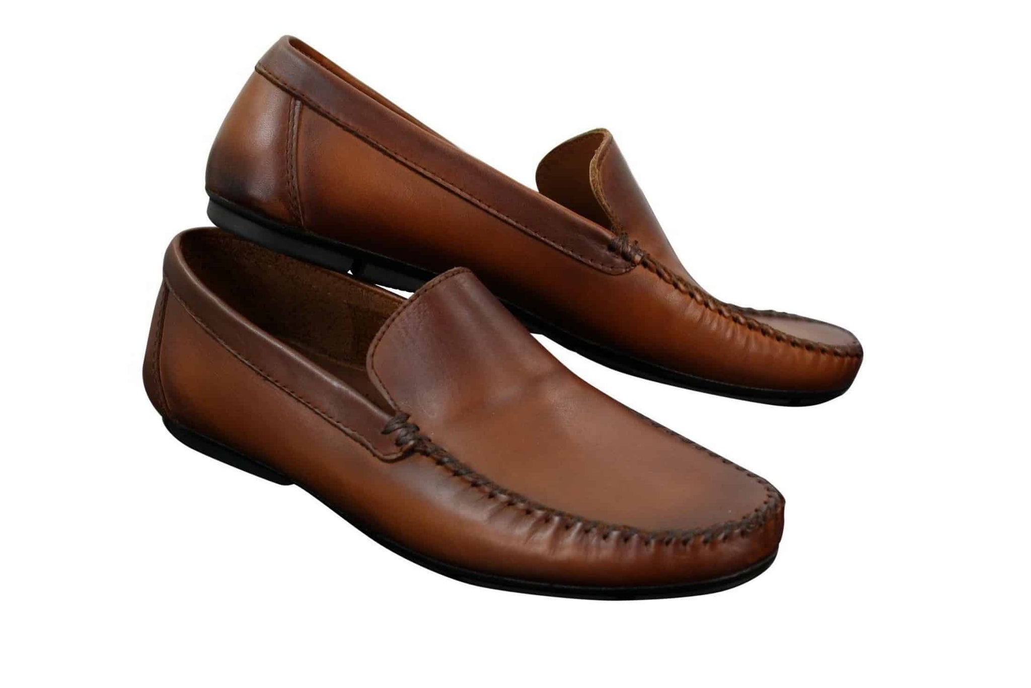 Mens Real Leather Designer Slip On Loafers Smart Casual Shoes Vintage Retro