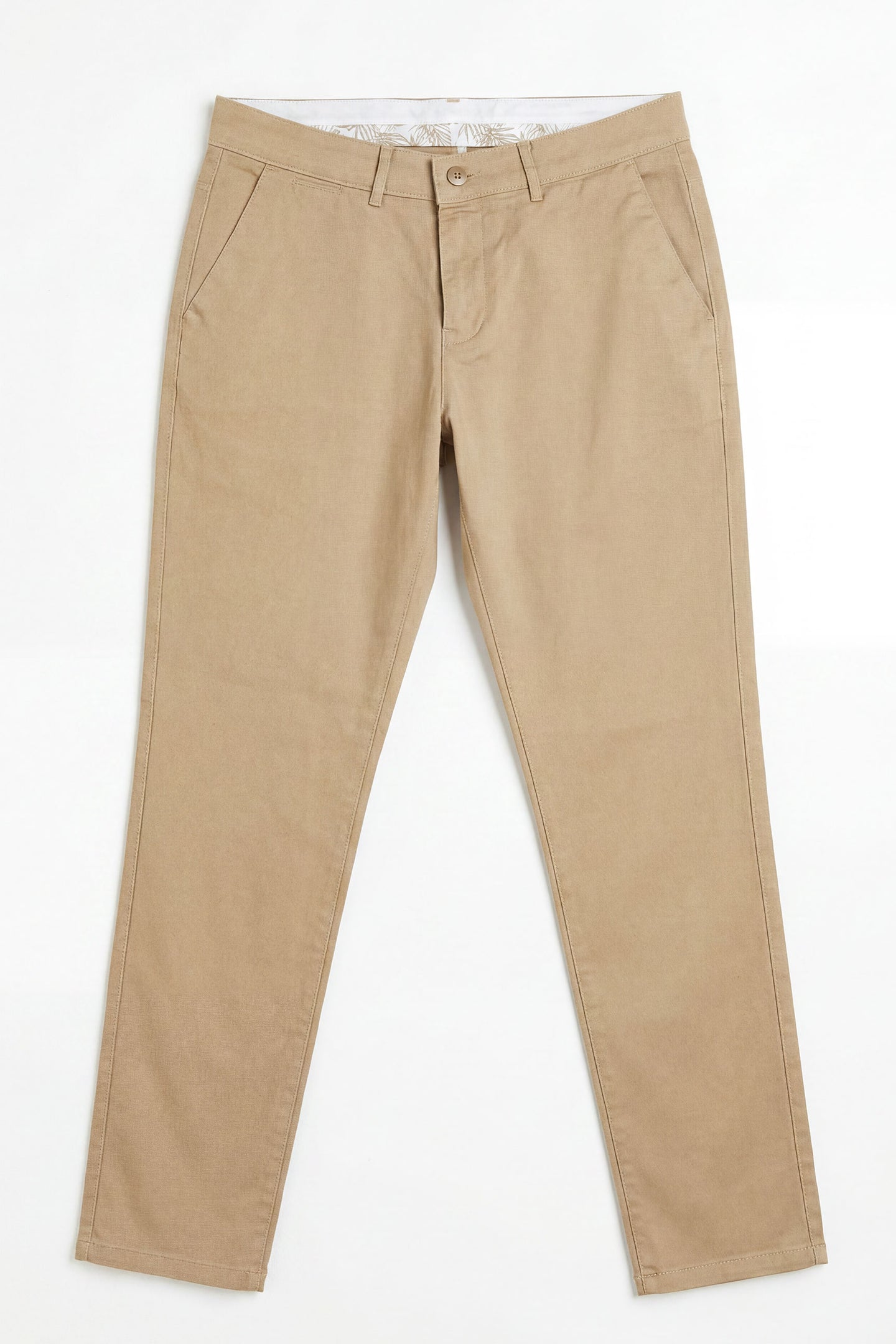 Herre khaki chinobukser i hørblanding i tyndt Tencel-bomuld til sommer