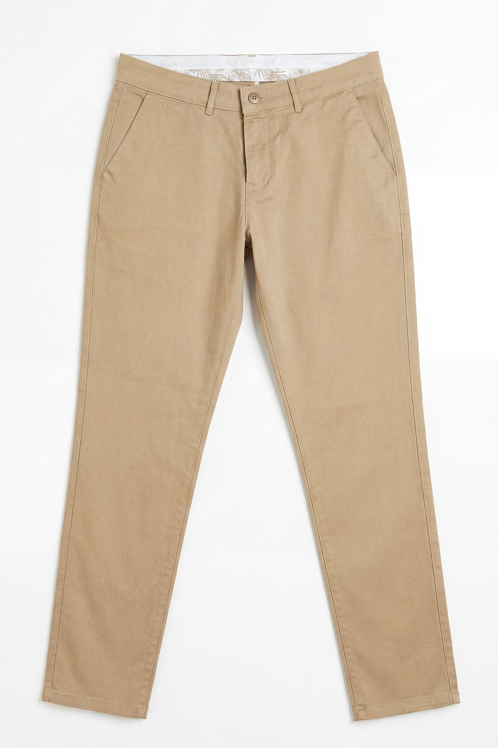 Herre khaki chinobukser i hørblanding i tyndt Tencel-bomuld til sommer