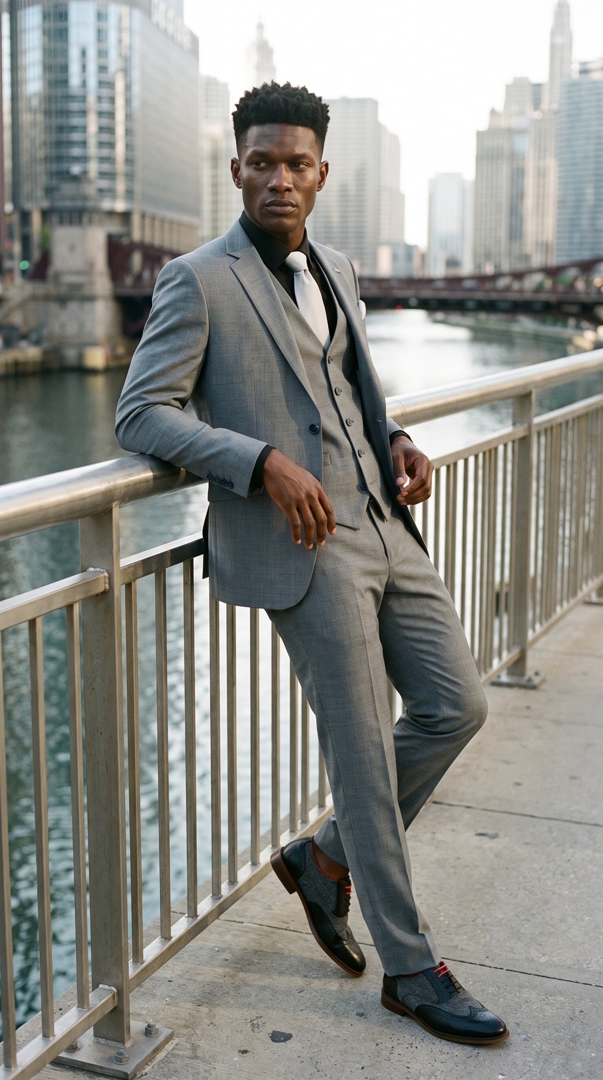Look #426 styled with Bond - Grå 3-delt skræddersyet herrejakkesæt