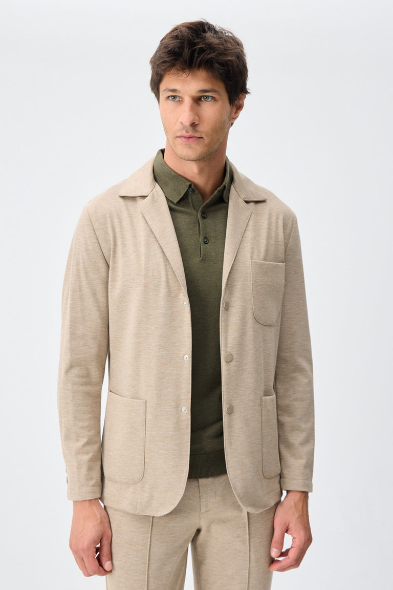 Herre beige blød jerseyblazer smart casual jakke