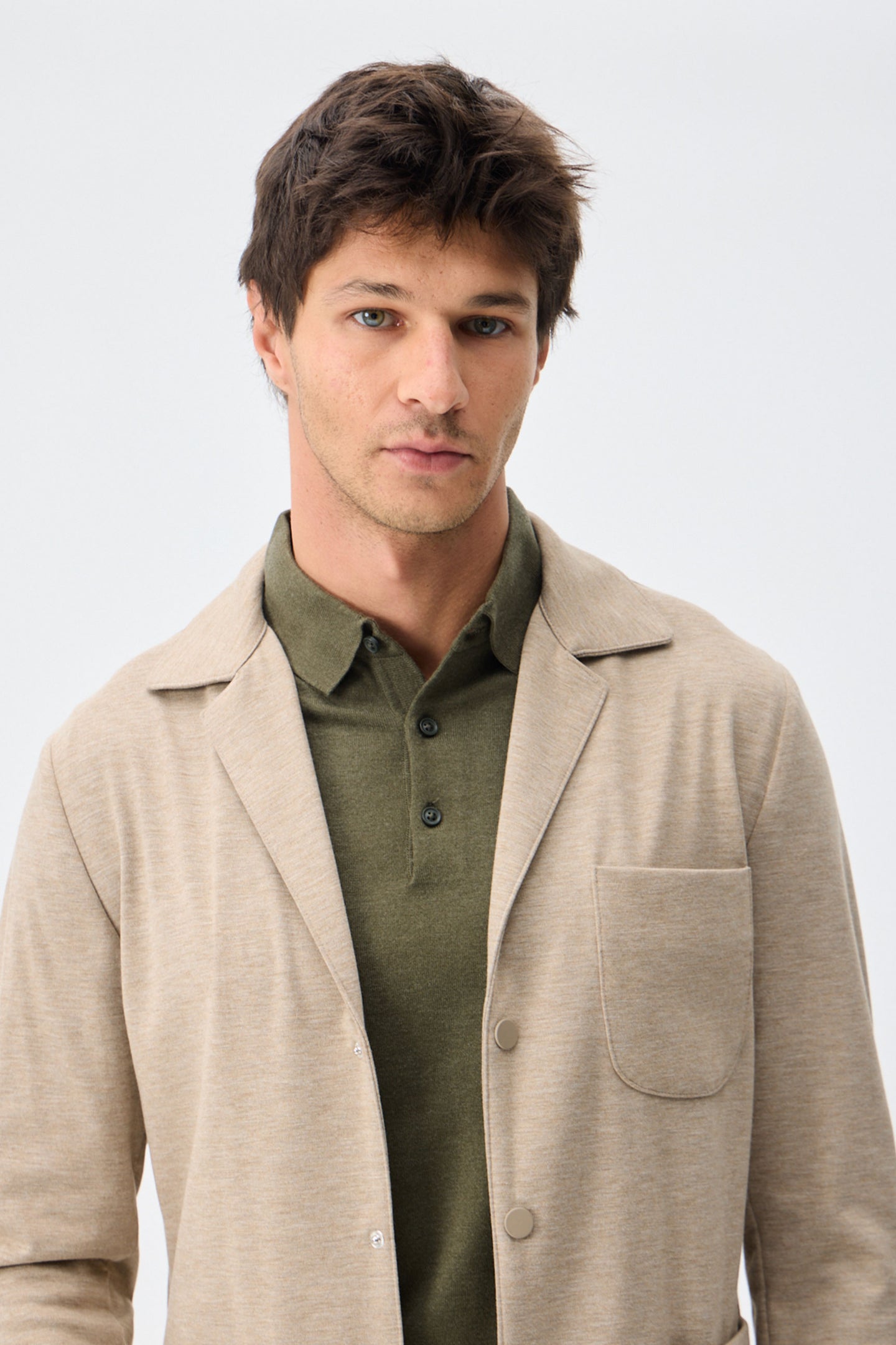 Herre beige blød jerseyblazer smart casual jakke