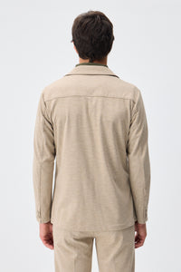 Herresæt med beige, blød jersey-print og elegant, casual jakkesæt, blazer og bukser