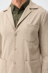 Herresæt med beige, blød jersey-print og elegant, casual jakkesæt, blazer og bukser