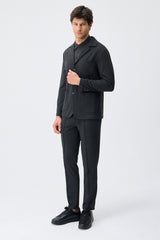 Herrers trækulsfarvet blød jerseyblazer, smart casualjakke
