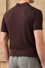 Brun ribbet poloshirt til mænd