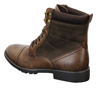 Mens Leather Suede PU Fleece Army Combat Military Ankle Boots Retro
