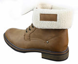 Mens Tan Brown Military Ankle Leather Fleece Fur Lined Casual Army Combat Boots