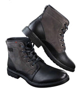 Mens PU Leather & Suede Lace Ankle Combat Cowboy Military Army Biker Boots Shoes