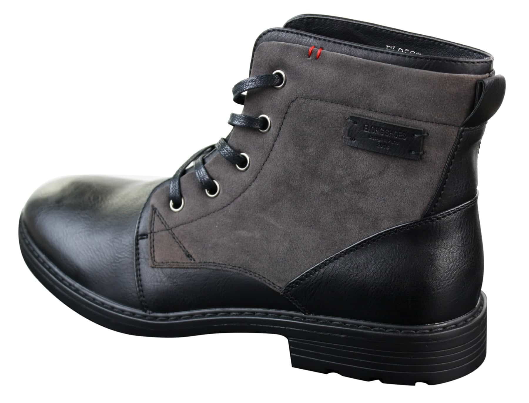 Mens PU Leather & Suede Lace Ankle Combat Cowboy Military Army Biker Boots Shoes