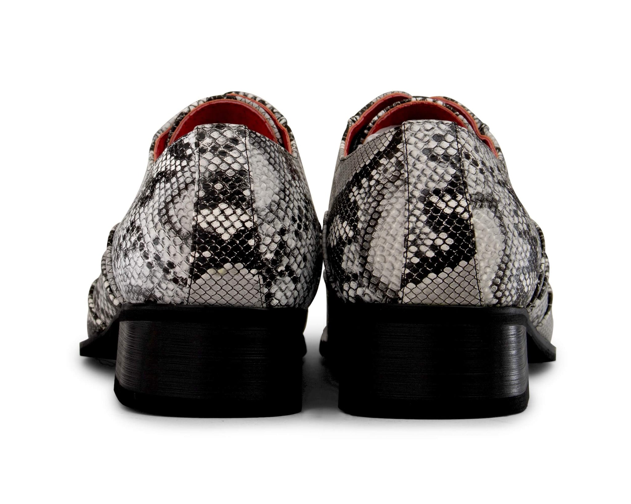 Mens Grey Snakeskin Design Shoes with Metal Toe