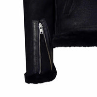 Men's Black Sheepskin Brando Biker Jacket