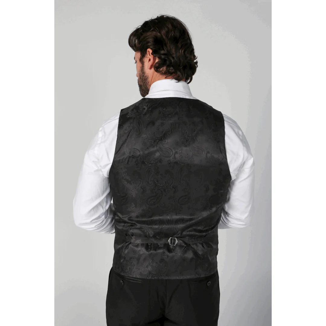 Ford - Men's Black Double Breasted Waistcoat