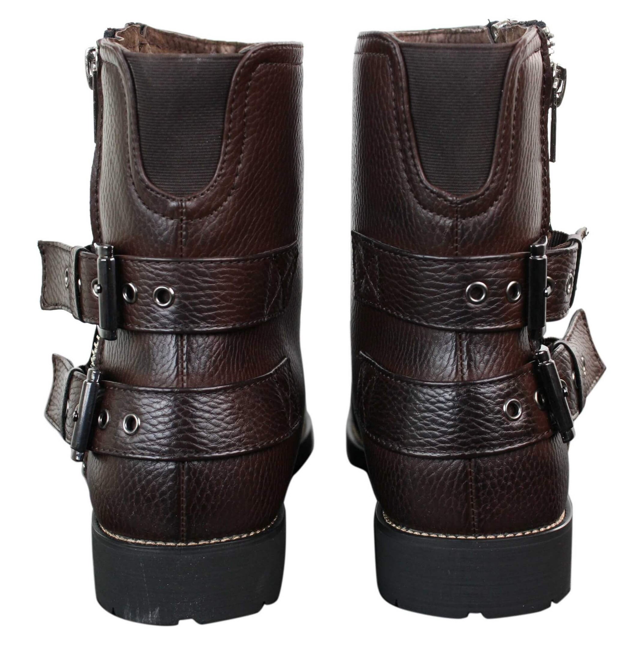 Mens Zip Biker Motorcycle Boots Punk Rock Ankle Belted Buckle Casual