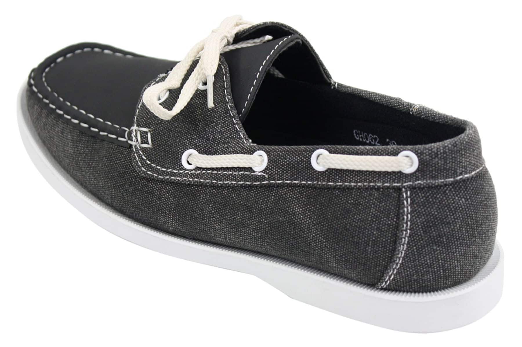 Mens Retro Denim Style Vintage Deck Boat Shoes Smart Casual Laced Navy Washed