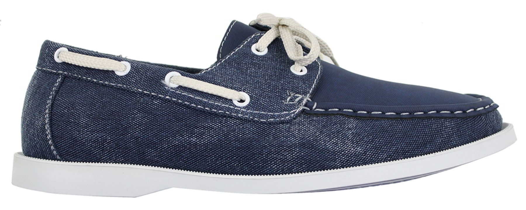 Mens Retro Denim Style Vintage Deck Boat Shoes Smart Casual Laced Navy Washed