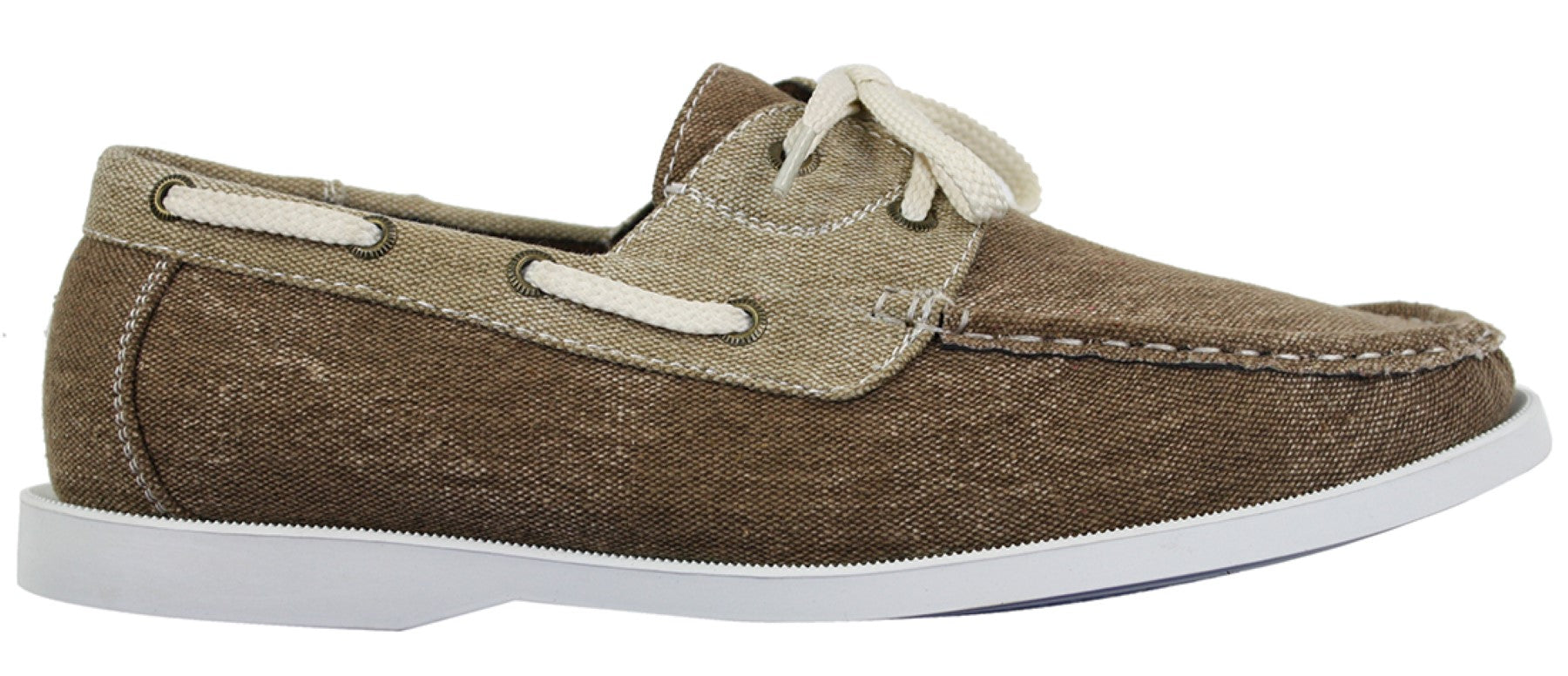 Mens Denim Canvas Retro Laced Moccasin Boat Deck Shoes Washed Navy Beige