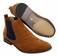 Mens Italian Suede Slip On Ankle Boots Smart Casual Desert Chelsea Dealer