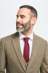 Herre Tweed Olivengrøn Ternet Jakkesæt