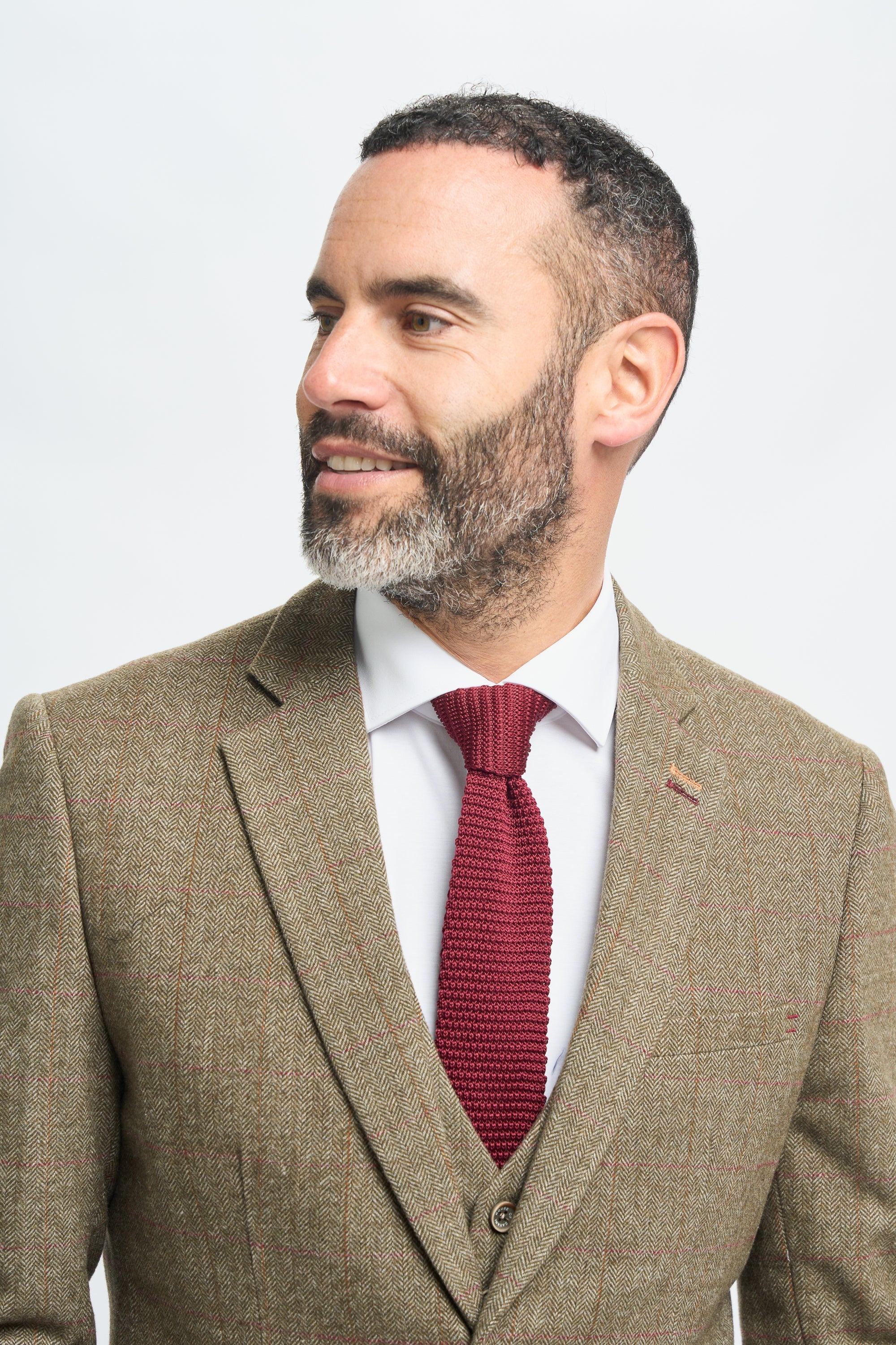 Herre Tweed Olivengrøn Ternet Jakkesæt