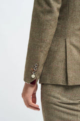 Herre Tweed Olivengrøn Ternet Jakkesæt