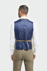 Herre Tweed Olivengrøn Ternet Jakkesæt