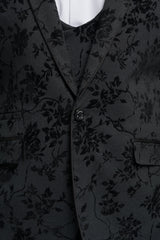 Sort herrejakkesæt i 3 dele med paisleymønster i fløjl