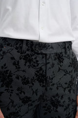 Sort herrejakkesæt i 3 dele med paisleymønster i fløjl