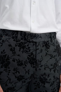 Sort herrejakkesæt i 3 dele med paisleymønster i fløjl