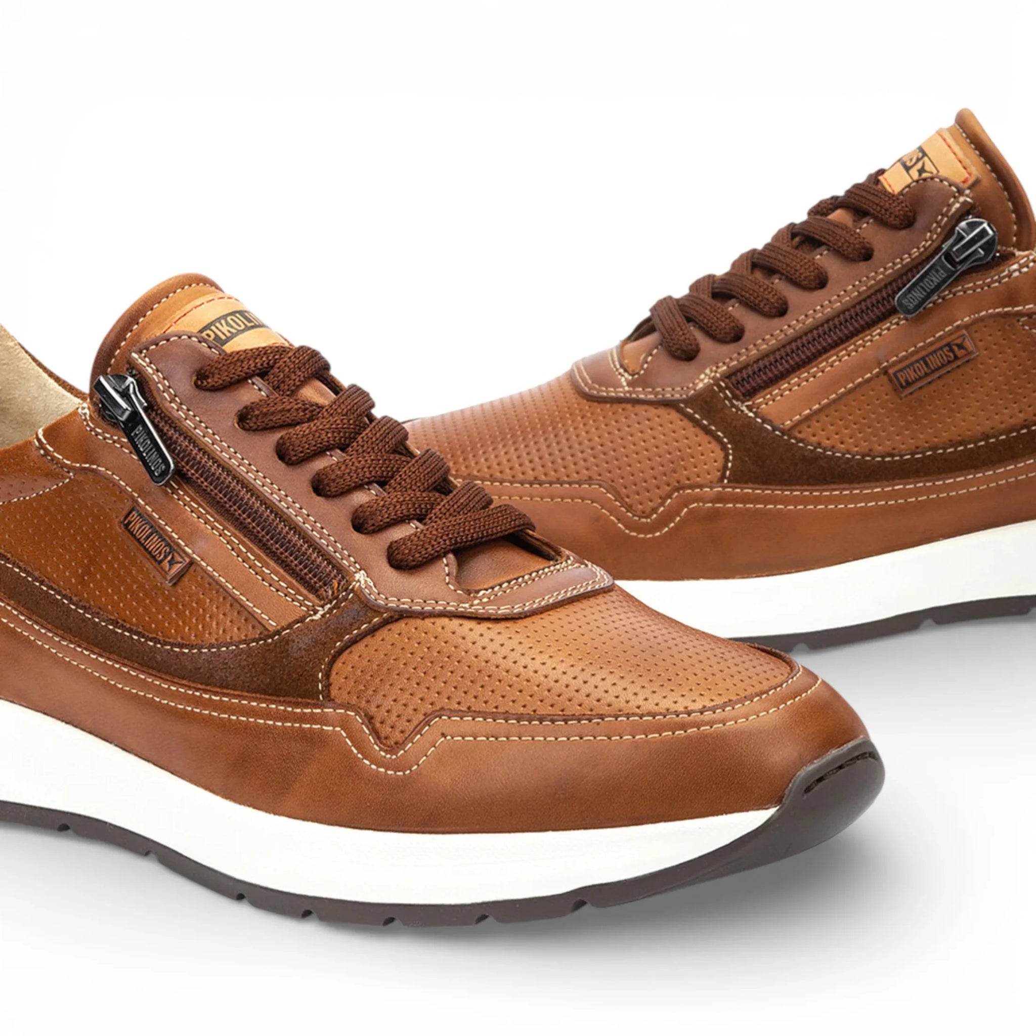 Getafe - Herre brune lædersneakers i let slidstærkt materiale