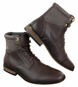 Galax GLX3517 Mens Slim Fit Vintage Retro Sherlock Laced Smart Casual Ankle Boots Leather