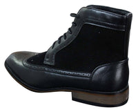 Mens Chelsea Brouge Ankle Boots Leather Suede Italian Smart Casual Laced Retro