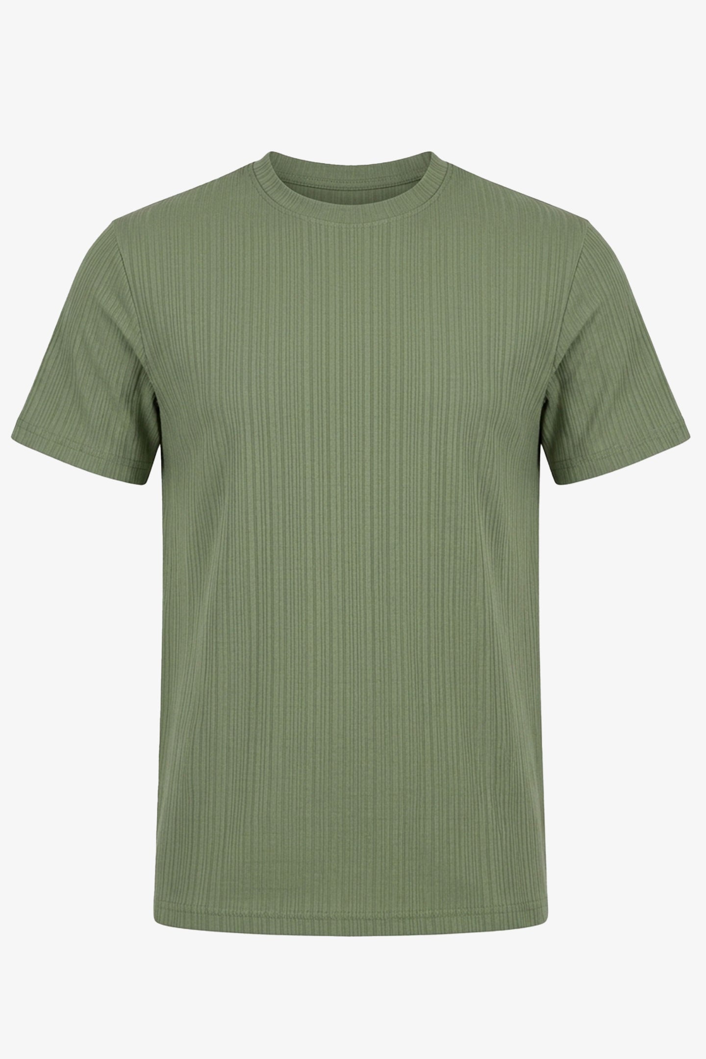 Grøn ribbet klassisk t-shirt til mænd