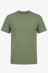 Grøn ribbet klassisk t-shirt til mænd