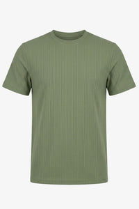 Grøn ribbet klassisk t-shirt til mænd