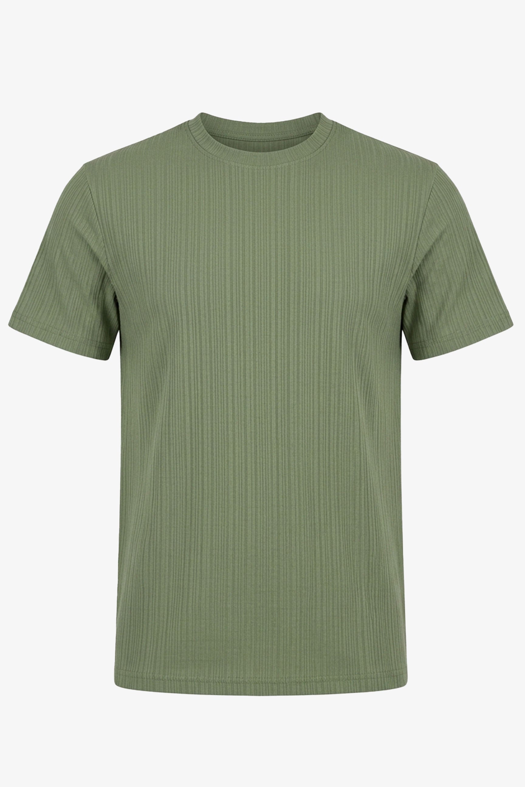 Grøn ribbet klassisk t-shirt til mænd