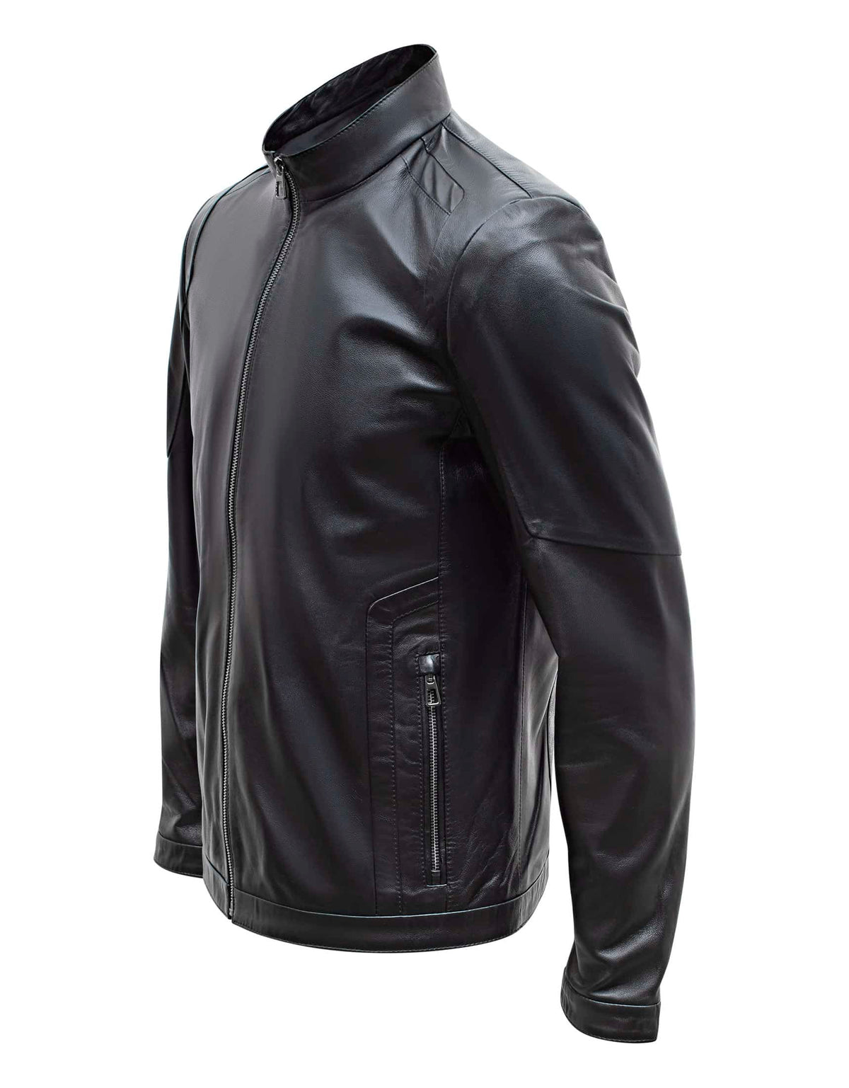Happy Gentleman B102 - Real Leather Tailored Fit Mens Black Biker Jacket
