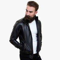 Happy Gentleman B109 - Lamb Leather Bomber Jacket for Men - Tailored Fit