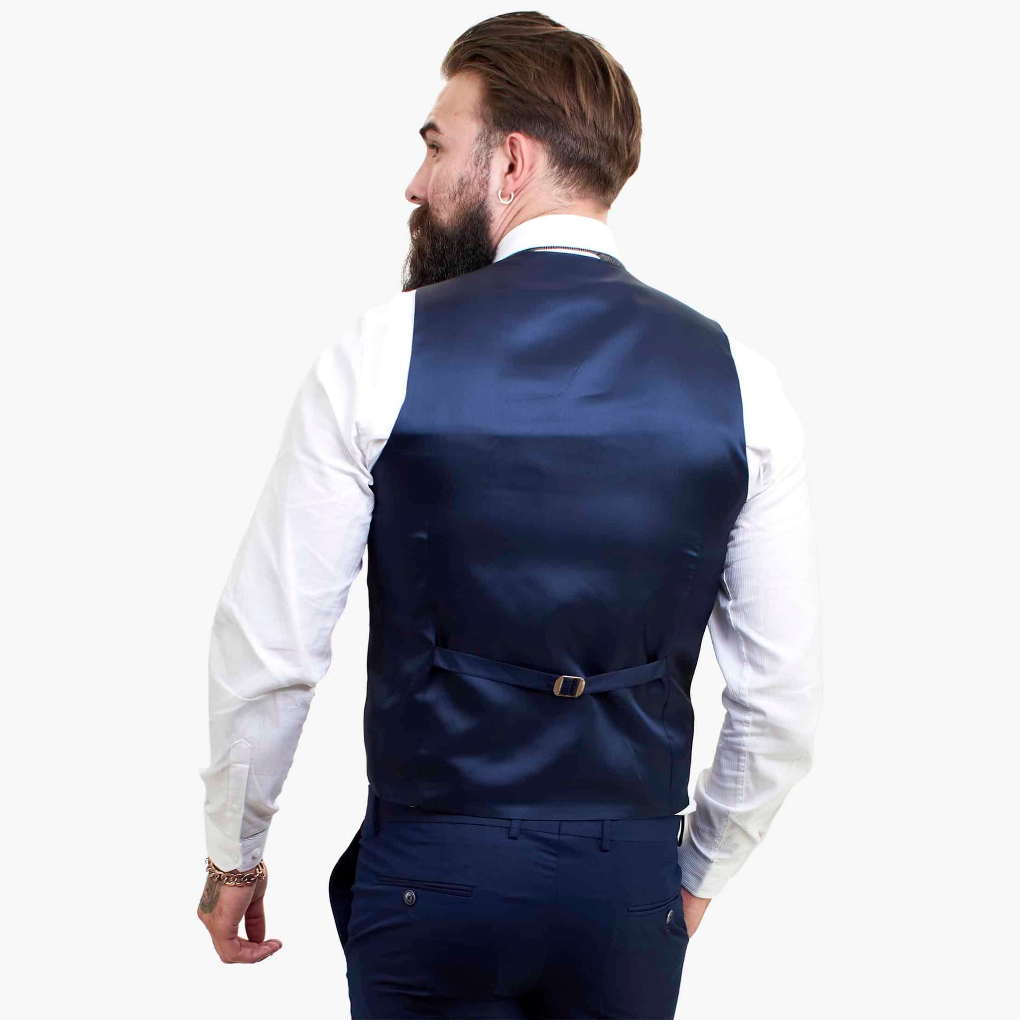 Happy Gentleman BELLO Navy Blue 3 Piece Suit Wool Tailored Fit