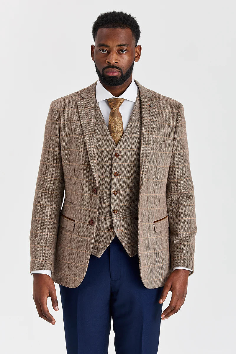 Harris Brown Tweed Suit med kontrasterende Mayfair Navy bukser